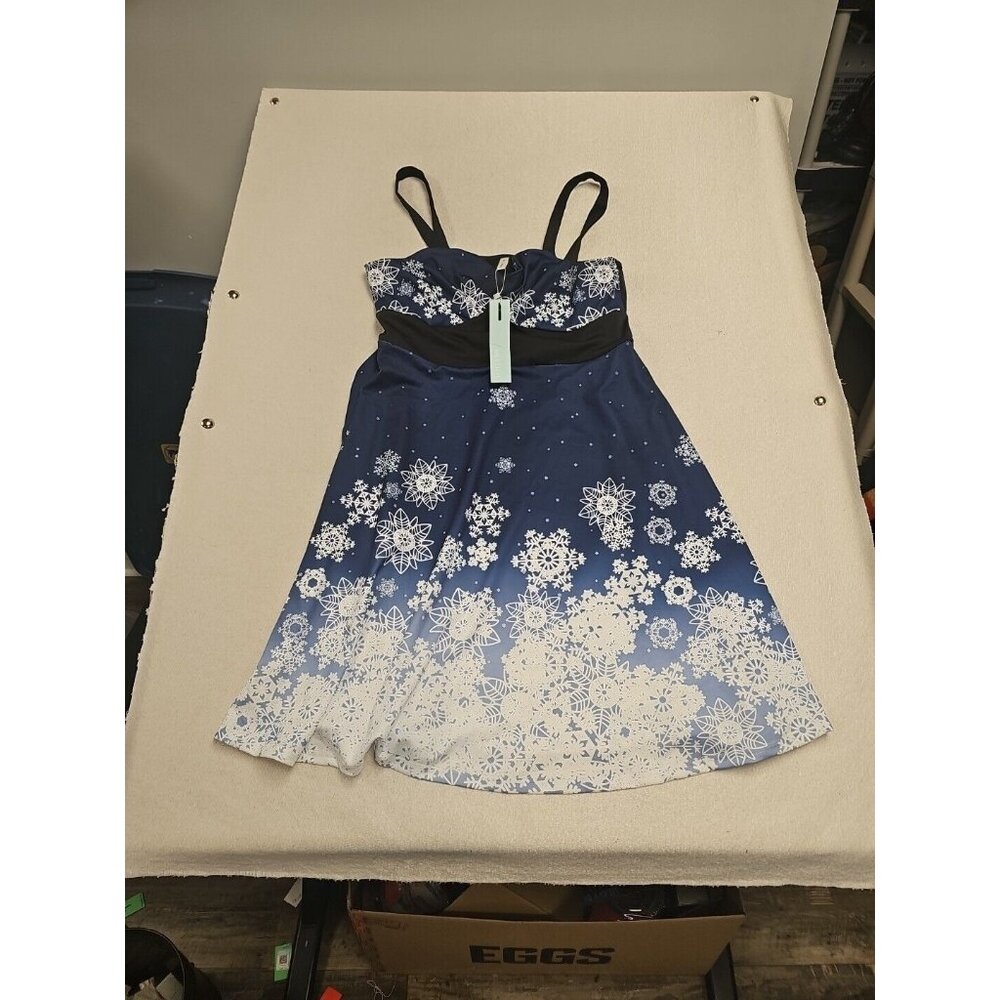 Ladies‎ Sleeveless Blue Floral Flare Midi Summer Dress Size XXL - DRESSFO New